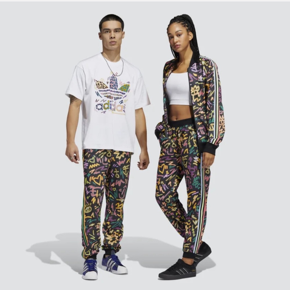 Adidas Kris Andrew collab neon doodle track suit 2pc